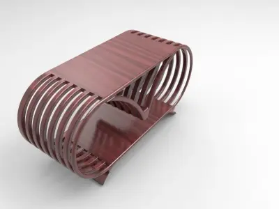 table wooden side with curved design 3D model