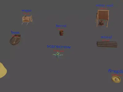 stylized environment assets game ready Low-poly 3D model