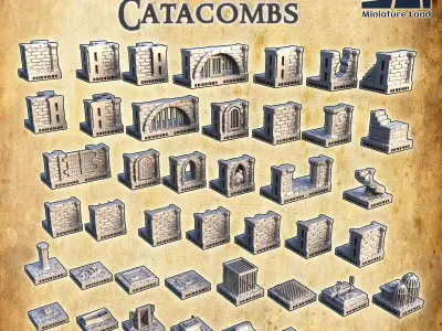 Modular Catacombs Tabletop Terrain 28 mm 3D print model
