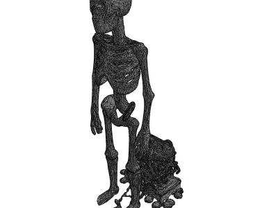 Steampunk Skeleton with Antique Box Low-poly 3D model