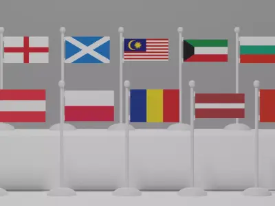 Flag and Pole Collection 4 3D model