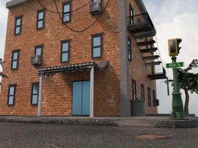Street Corner Building High Detail 3D model