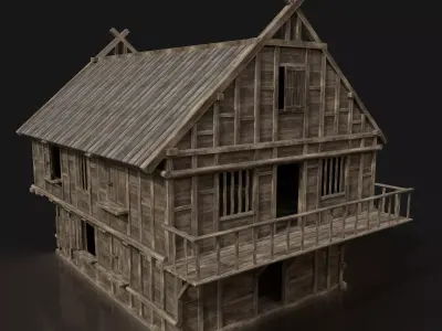 Next Gen AAA FANTASY MEDIEVAL WOODEN VIKING HOUSE WEST WESTERN Low-poly 3D model