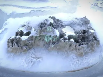 Winter Snow Environment 1 With Frozen Lakes And Mountains  Low-poly 3D model