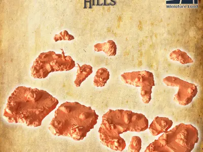 Modular Hills Tabletop Terrain 28 MM 3D print model