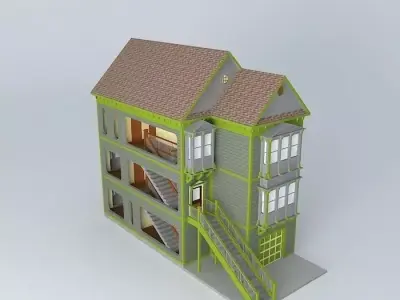 Row House Free 3D model purchase