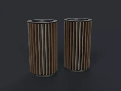 Street Trash Can 43 PBR Game Ready Low-poly 3D model