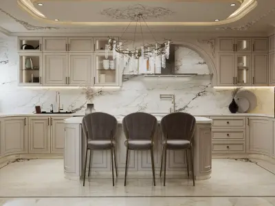 Luxury Classic Kitchen Interior 3ds Max Corona Render Ready 3D model