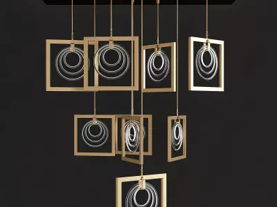 Bronx Ivy Luman Glass Rings Light LED Pendant  low poly 3d model Low-poly 3D model