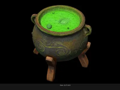Low Poly Stylized Poison Cauldron Low-poly 3D model