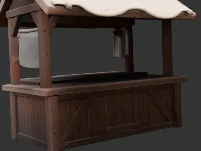 Wooden Market Stall Low-poly 3D model