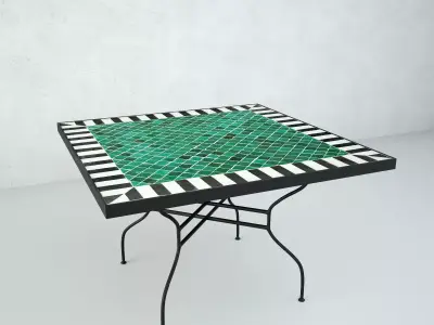 Square Mosaic Dining Table 2 3D model