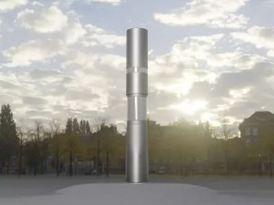 Low-Poly Basic Light Column 8 - Street Light Set-9 Low-poly 3D model