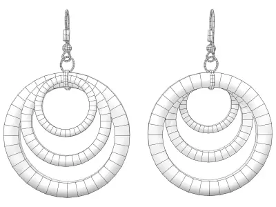 Ring in Rings Metal Earrings Low-poly 3D model