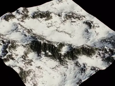 Realistic Icy Rocky Terrain Environment PBR Low-poly 3D model