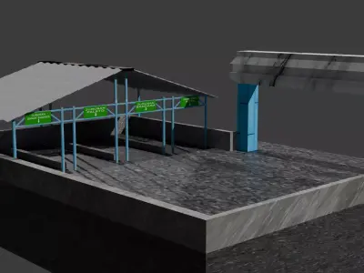 Bus Station Model Low-poly 3D model