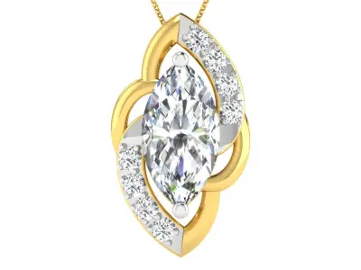 Luxe Shine Classic Gold Pendant for Girls 3D print model