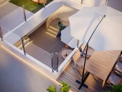 Modern villa garden  courtyard  living roomcr 3D model