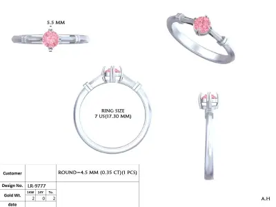 Minimal Prong Set Solitaire Engagement Ring CAD Model 3D print model