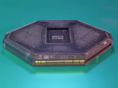 Modular Stylized Cyberpunk Building 7 Low-poly 3D model