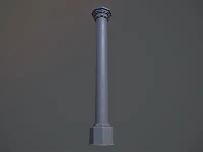 Barrier Bollard pack 3 Blue v2 Low-poly 3D model