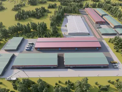 Industrial Factory-Factory building 3D model buy