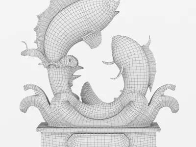 Fish statues Low-poly 3D model