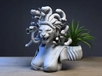 Medusa lion head Cyborg medusa lion 3D print model