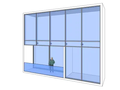 Stick Facade with Sliding Door 3D model