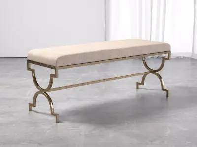 Cream Double Bench Free 3D model