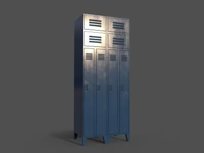PBR School Gym Locker 10 - Blue Dark Low-poly 3D model