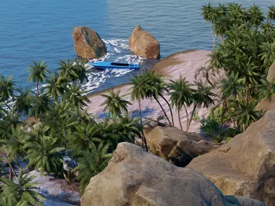 Beach  Island With realistic textures  3D model
