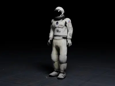 Astronaut Start walking animated Low-poly 3D model