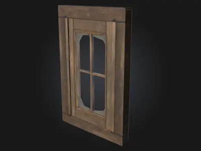 Rustic Window Frame Weathered Wooden 3D model