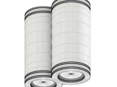 Double Metal Cylindrical Light 3D Model 3D model