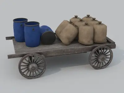 Low Poly Medieval Market Low-poly 3D model