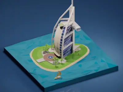 Burj Al Arab Low-poly 3D model