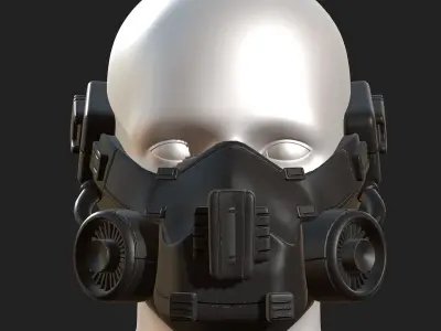 Gas mask respirator scifi futuristic helmet  Low-poly 3D model get