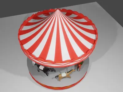 Carousel - Amusement Park - Carrossel Low-poly 3D model