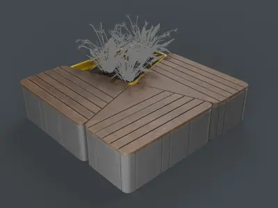 Modern Outdoor Bench 116 PBR Game Ready Low-poly 3D model