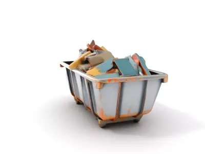 Rustic Dumpster and Debris Model Pack Low-poly 3D model