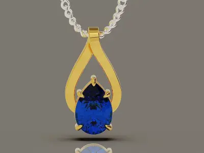 Prong set pear shape diamond twist pendant Free 3D print model