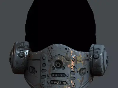 Gas mask helmet 3d model scifi Low-poly Low-poly 3D model 9