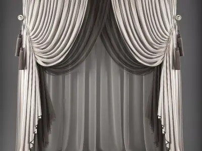 Curtains curtain with drapes Low-poly 3D model shop