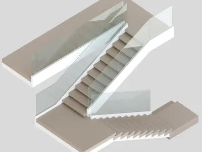 Modern interior stair 13 3D model