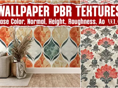 Classic Wallpaper VOL03 4K Seamless PNG PBR Textures Texture