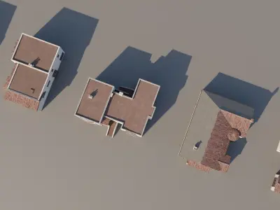 Spanish Revival - US West Coast California Buildings Low-poly 3D model