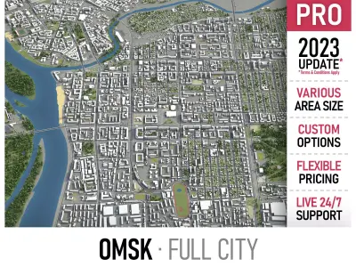 Omsk - city  Low-poly 3D model
