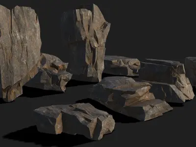 Mountain Rocks - 3D Models PBR Pack 04 Low-poly 3D model