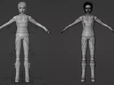 Neko Male Character Acrobatic Stunt animation Low-poly 3D model